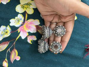 Silver Jhumka Earrings