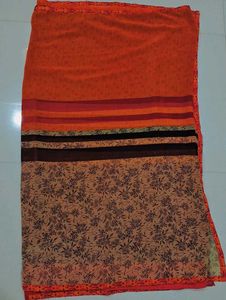 Elegant Brown Floral Print Saree