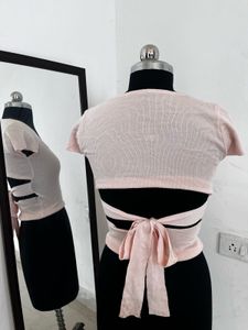 Pink Top Back Tie Up Detail