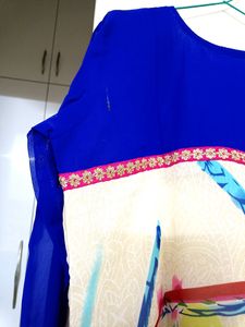 Moti Neck Work Stitch Georgette Kurta With Inner