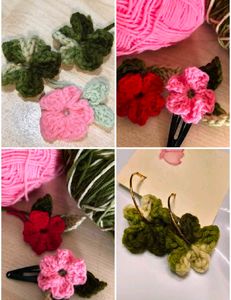 Crochet Flower Accessories 5 piece