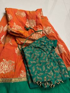 Beautiful Lehanga Pairing With Green Blouse