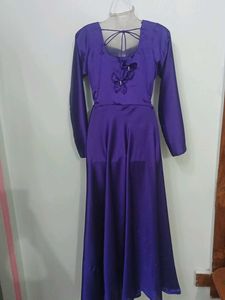Pruple Satin Gown With Pant