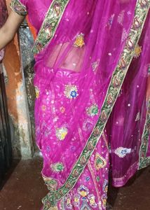 Pink  Lehanga Embroidered Saree