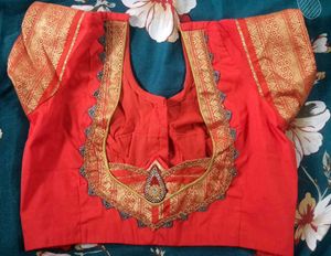 Grey Saree With Orange Blouse