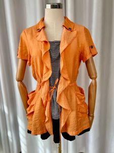 🪔24Hrs DIWALI SALE🪔Faux 2Pc Orange Ruffle Top