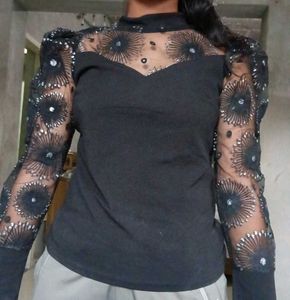 Black Embellished Top
