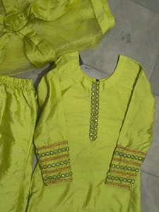Lime Green Embellished Salwar Kameez