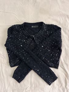 Black Sequin Bolero Jacket
