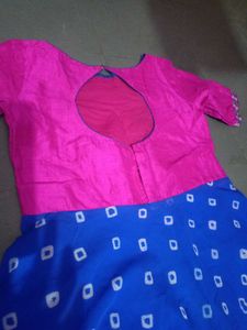 Bandine Blue And Pink Combination Umbrella Dress