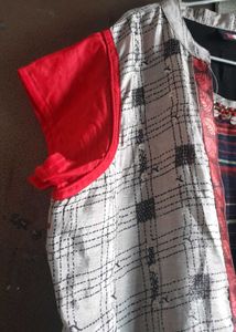 Stylish Red &amp; Grey Ethnic Dress