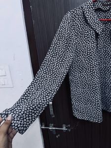 Black Flower Print Shirt For Women