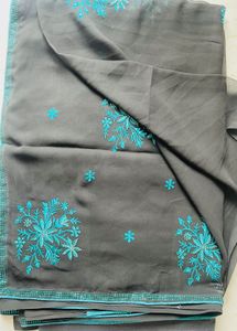 Black Embroidery Georgette Saree