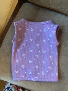 Purple Floral Baby Vest - Size 3M