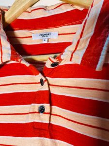 Striped Cropped Polo Top