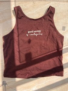 Brown &#39;Good Energy&#39; Tank Top