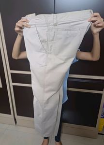 Beige Cotton Pants