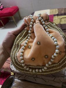 Pitch Pearl Beaded Potli