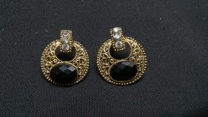 Elegant Black &amp; Golden Oxidized Eartops