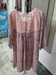 Cute Pink Heart Print Dress