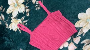 Pink Knit Crop Top
