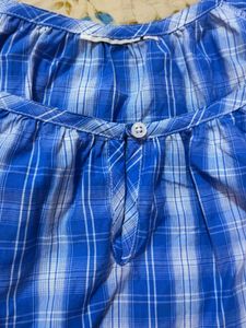 Blue Plaid Short Sleeve Top