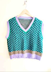 Patterned Knit Vest bust size-38