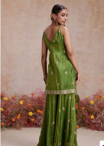 Elegant Green &amp; Orange Sharara Suit