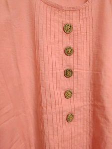 New Peach Button-Down Kurta