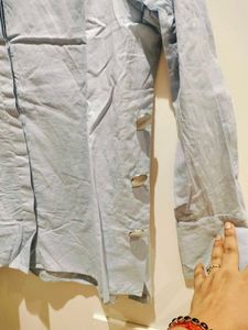 M&amp;S Light Blue Striped Shirt Fixed Price