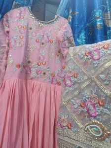 Beautiful pink Gawn And Gorgeous Dupatta