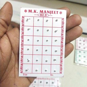 925 Pure Silver Dimond Nose&amp;Ear Earings 1 pair