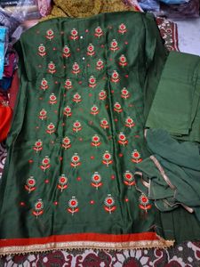 Green Embroidered Kurta Set