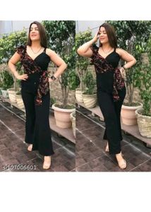 Black Party Wear Jumpsuit With Strapless Design