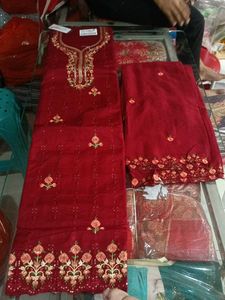 Red Embroidered Salwar Kameez