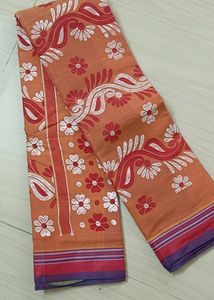 77)Soft Cotton Chapa Saree