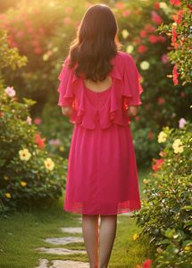 Pink Layered Midi Dress
