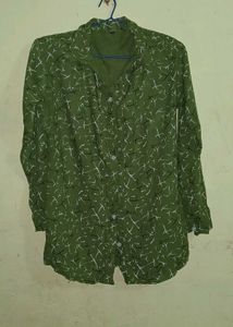 Green Printed Casual Shirt