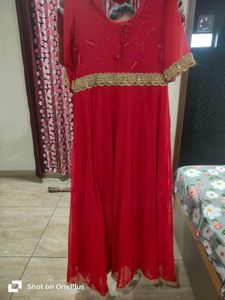 Red Embellished Ethnic Gown