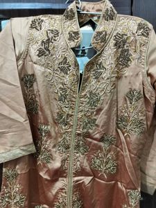 Embroidered Gold Formal Dress With Pant And Dupatt