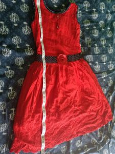 Pretty Red Frock With Beautiful Chikenkari Work