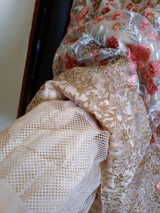 Pink Golden Ethnic Gown Wedding &amp; Festive Wear