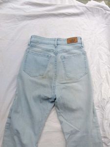 washed blue straight fit jeans