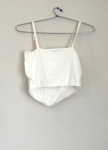 White Spaghetti Strap Crop Top