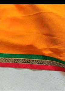 Elegant Orange Saree with Embroidery