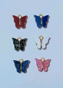 6pcs Butterfly Charms For Jewellery Making