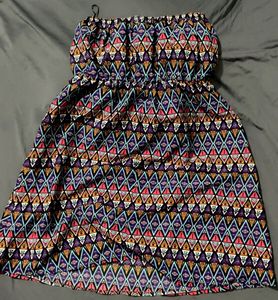 Fun Geometric Strapless Dress