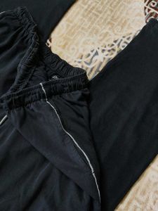 Black Track Pants with White Stripe