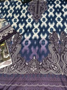 Pakistani Printed Ikat Paisley Unstitched Fabric