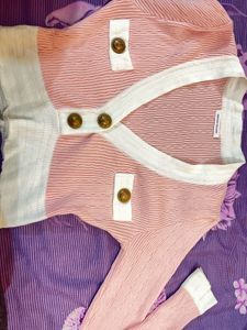 Korean V Neck Gold Botton Top